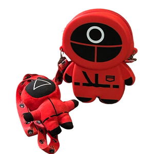 Squid Games Character Crossbody Bag and Keychain Set